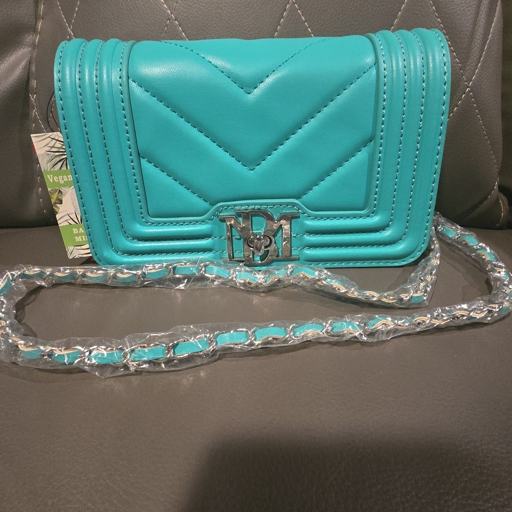 NWT Badgely Mischka Elegant Turquoise Vegan Leather Bag